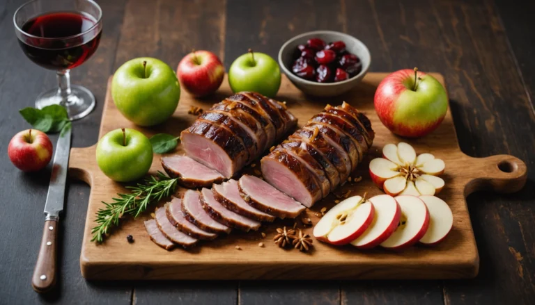 amuses bouches apéritif avec magret de canard séché et pomme